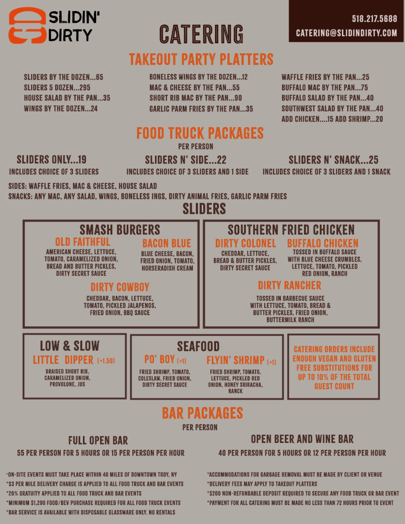 Menu guide for catering